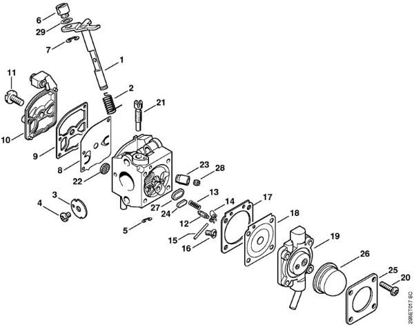 Saughäcksler (SH) SH 85-DZ Vergaser C1Q-S55 (04.2001) der Marke Stihl