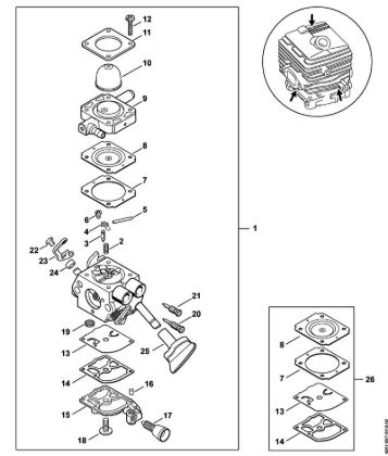 Saughäcksler (SH) SH 86 C-E Vergaser 4241/23 der Marke Stihl