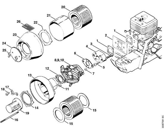 Trennschleifer (TS) TS 350 Filtergehäuse, Luftfilter der Marke Stihl