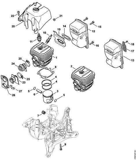 Trennschleifer (TS) TS 410-A Zylinder, Schalldämpfer der Marke Stihl