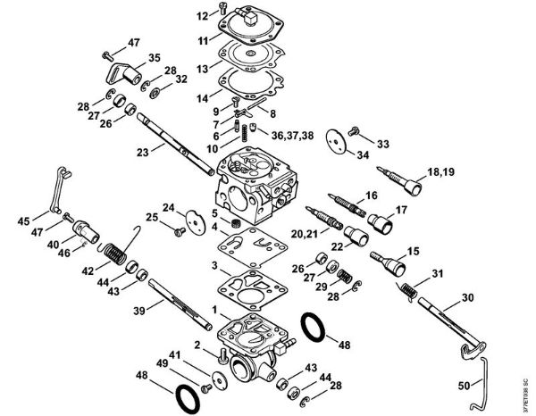 Trennschleifer (TS) TS 800-Z Vergaser WJ-114, WJ-130 der Marke Stihl