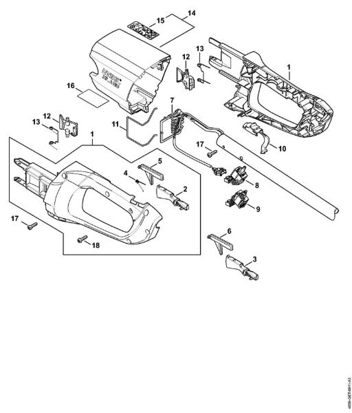 Akku-Heckenschneider (HLA) HLA 65 Griffgehäuse, Abdeckung der Marke Stihl