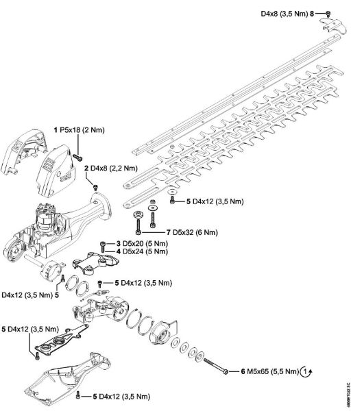 Akku-Heckenschneider (HLA) HLA 85 Anziehdrehmomente der Marke Stihl
