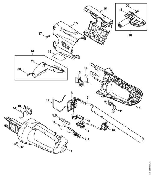 Akku-Heckenschneider (HLA) HLA 85 Griffgehäuse, Abdeckung der Marke Stihl