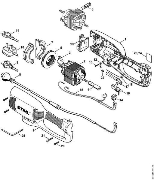 Elektro-Heckenschneider (HLE) HLE 71 K Gehäuse, Elektromotor der Marke Stihl