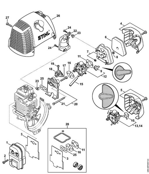 Heckenschneider (HL) HL 100 Schalldämpfer, Luftfilter der Marke Stihl
