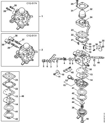 Heckenschneider (HL) HL 100 K Vergaser C1Q-S174, C1Q-S131 der Marke Stihl