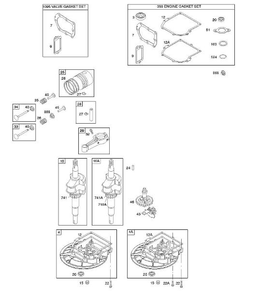 B&S - 09â  09T502-0147-B1 D - Nockenwelle, Kurbelgehäuseabdeckung/-sumpf, Kurbelwelle, Dichtungssatz â€‘ Motor, Dichtungssatz â€‘ Ventil, Kolben/Kolbenringe/Pleuel der Marke Stihl