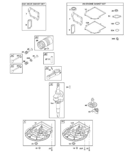 B&S - 09â  09T602-0110-H1 D - Nockenwelle, Kurbelgehäuseabdeckung/-sumpf, Kurbelwelle, Dichtungssatz â€‘ Motor, Dichtungssatz â€‘ Ventil, Kolben/Kolbenringe/Pleuel der Marke Stihl