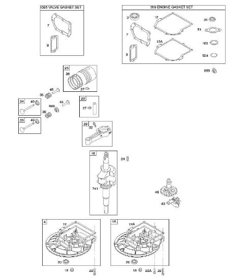 B&S - 09â  09T602-0127-H1 D - Nockenwelle, Kurbelgehäuseabdeckung/-sumpf, Kurbelwelle, Dichtungssatz â€‘ Motor, Dichtungssatz â€‘ Ventil, Kolben/Kolbenringe/Pleuel der Marke Stihl