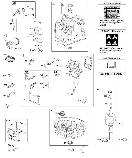 B&S - 10â  100602-0131-B8 D - Nockenwellenrad, Kurbelgehäuseabdeckung/-sumpf, Kurbelwelle, Zylinder, Zylinderkopf, Kolben/Kolbenringe/Pleuel der Marke Stihl