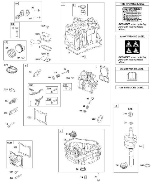 B&S - 10â  100602-0161-H8 D - Nockenwellenrad, Kurbelgehäuseabdeckung/-sumpf, Kurbelwelle, Zylinder, Zylinderkopf, Kolben/Kolbenringe/Pleuel der Marke Stihl