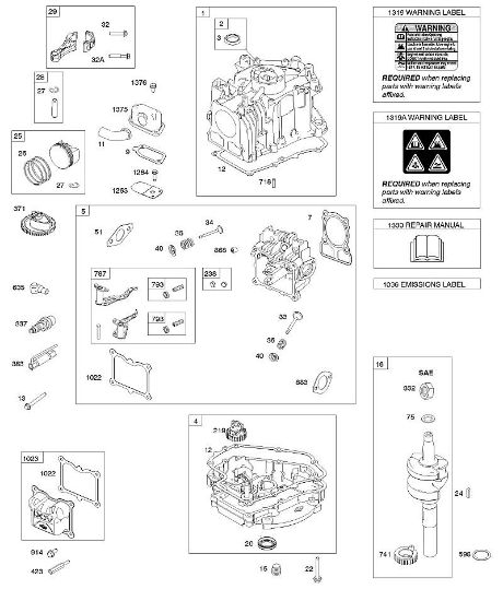 B&S - 10â  100802-0126-B8 D - Nockenwellenrad, Kurbelgehäuseabdeckung/-sumpf, Kurbelwelle, Zylinder, Zylinderkopf, Kolben/Kolbenringe/Pleuel der Marke Stihl