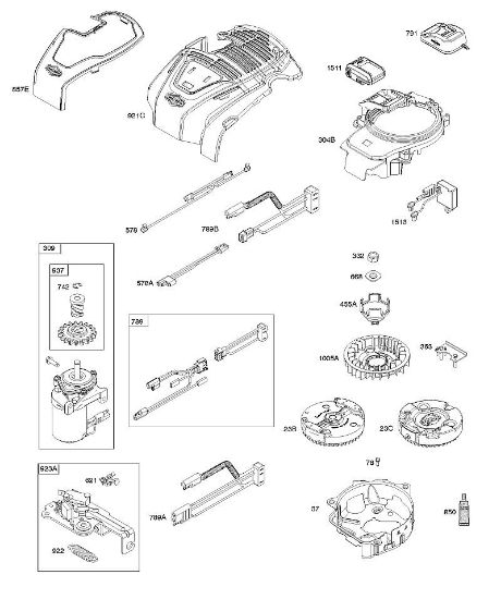 B&S - 10â  104M0B-0123-H1 C - Lüftergehäuse, Bedienelemente, elektrische Anlage, Schwungrad der Marke Stihl