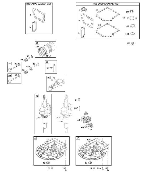 B&S - 10â  10T502-1111-B1 D - Nockenwelle, Kurbelgehäuseabdeckung/-sumpf, Kurbelwelle, Dichtungssatz â€‘ Motor, Dichtungssatz â€‘ Ventil, Kolben/Kolbenringe/Pleuel der Marke Stihl