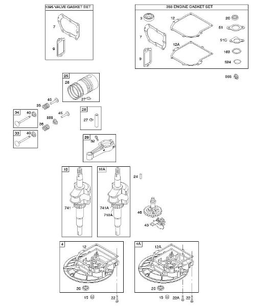 B&S - 10â  10T802-0180-B1 D - Nockenwelle, Kurbelgehäuseabdeckung/-sumpf, Kurbelwelle, Dichtungssatz â€‘ Motor, Dichtungssatz â€‘ Ventil, Kolben/Kolbenringe/Pleuel der Marke Stihl