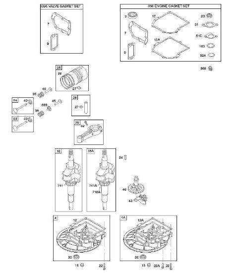 B&S - 10â  10T802-0180-H1 D - Nockenwelle, Kurbelgehäuseabdeckung/-sumpf, Kurbelwelle, Dichtungssatz â€‘ Motor, Dichtungssatz â€‘ Ventil, Kolben/Kolbenringe/Pleuel der Marke Stihl