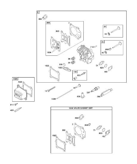 B&S - 12â  122Q02-0147-B1 F - Zylinderkopf, Dichtungssatz â€‘ Ventile, Ventile der Marke Stihl