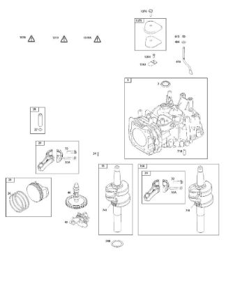 B&S - 12â  122Q02-0162-H1 C - Nockenwelle, Kurbelwelle, Zylinder, Bedienerhandbuch, Kolben/Kolbenringe/Pleuel, Warnhinweisschild der Marke Stihl