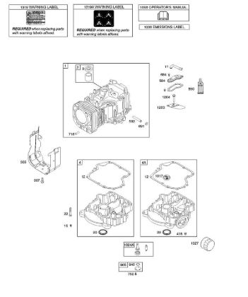 B&S - 21â  217802-0110-B1 F - Zylinder, Motorsumpf, Schmierung, Bedienerhandbuch, Warnhinweisschild der Marke Stihl