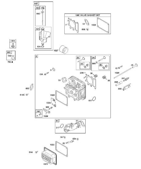 B&S - 28â  282H07-0111-E1 E - Zylinderkopf, Dichtungssatz â€‘ Ventil, Schmierung, Ventile der Marke Stihl