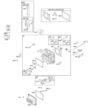 B&S - 28â  282H07-0113-E1 E - Zylinderkopf, Dichtungssatz â€‘ Ventil, Schmierung, Ventile der Marke Stihl