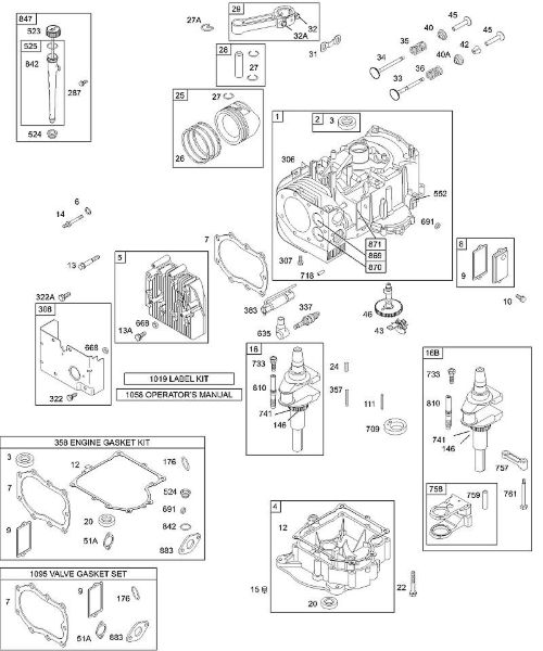 B&S - 28â  28M707-1183-E1 F - Zylinder, Zylinderkopf, Öl, Kolben, Sumpf, Kurbelwelle, Dichtung der Marke Stihl