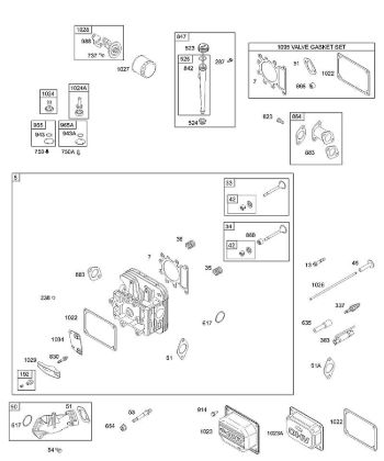 B&S - 28â  28S707-1149-E1 F - Zylinderkopf, Schaltwippenabdeckung, Ölpumpe, Ölfilter der Marke Stihl