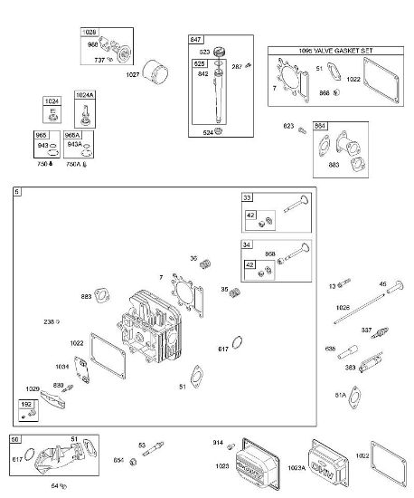 B&S - 28â  28S707-1149-E1 F - Zylinderkopf, Schaltwippenabdeckung, Ölpumpe, Ölfilter der Marke Stihl