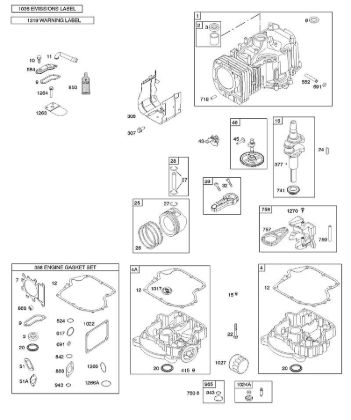 B&S - 31â  31A607-0156-B1 C - Nockenwelle, Kurbelwelle, Zylinder, Motorsumpf, Dichtungssatz â€‘ Motor, Bedienerhandbuch, Kolben, Kolbenringe, Pleuel, Warnhinweisschild der Marke Stihl
