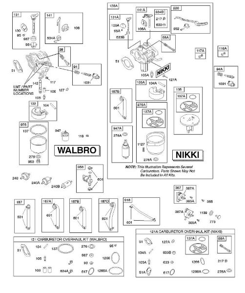 B&S - 31â  31G777-0120-E1 D - Vergaser - Walbro & Nikki, Kraftstoffversorgung, Vergaserüberholungssatz - Walbro & Nikki der Marke Stihl