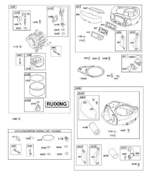 B&S - 31â  31G777-0148-B1 A - Luftfilter, Lüftergehäuse, Vergaser - Ruixing, Vergaser-Ãœberholungssatz - Ruixing der Marke Stihl