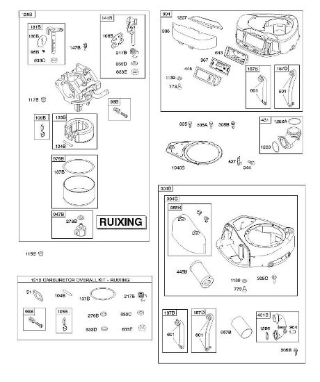 B&S - 31â  31G777-0300-B1 A - Luftfilter, Lüftergehäuse, Vergaser - Ruixing, Vergaser-Ãœberholungssatz - Ruixing der Marke Stihl