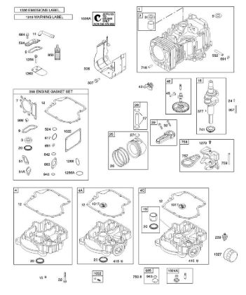 B&S - 31â  31G777-0300-B1 C - Nockenwelle, Kurbelwelle, Zylinder, Motorsumpf, Dichtungssatz â€‘ Motor, Schmierung, Kolben, Kolbenringe, Pleuel, Warnhinweisschild der Marke Stihl