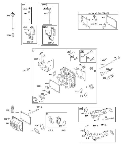 B&S - 31â  31R507-0008-B5 E - ZYLINDERKOPF, DICHTUNGSSATZ - VENTIL, ANSAUGKRÃœMMER, ÖLEINFÃœLLSTUTZEN, VENTILE der Marke Stihl