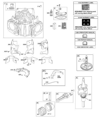 B&S - 40â  401577-5130-B1 E - Zylinder, Kurbelwelle, Nockenwelle, Luftführungen, Kolben, Kolbenringe, Pleuel der Marke Stihl