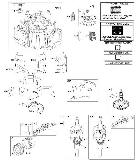 B&S - 40â  405577-0112-E1 E - Zylinder, Kurbelwelle, Nockenwelle, Luftführungen, Kolben, Kolbenringe, Pleuel der Marke Stihl