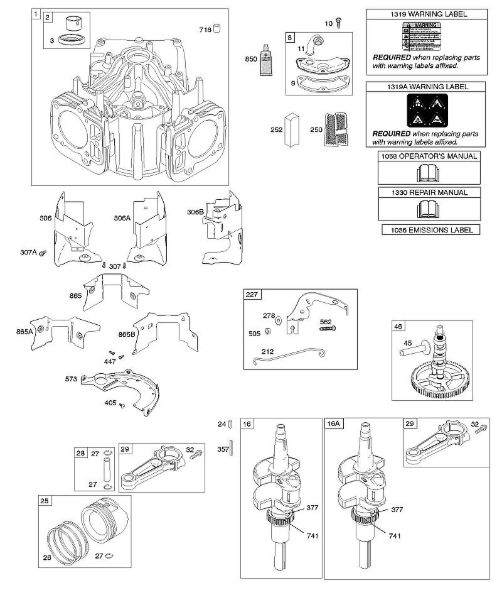 B&S - 40â  405577-0112-E1 E - Zylinder, Kurbelwelle, Nockenwelle, Luftführungen, Kolben, Kolbenringe, Pleuel der Marke Stihl