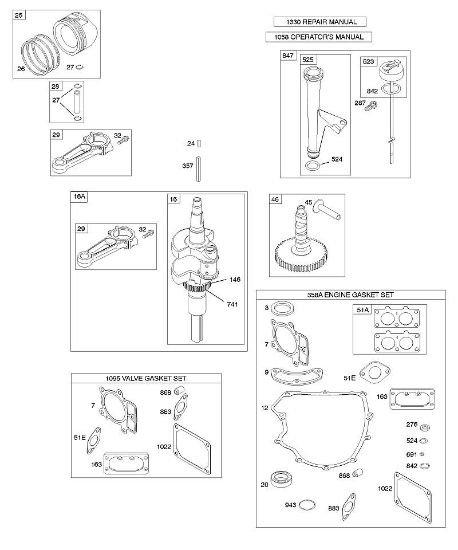 B&S - 40â  405777-0113-E1 C - Nockenwelle, Kurbelwelle, Dichtungssatz â€‘ Motor, Dichtungssatz â€‘ Ventil, Schmierung, Kolben, Kolbenringe, Pleuel der Marke Stihl