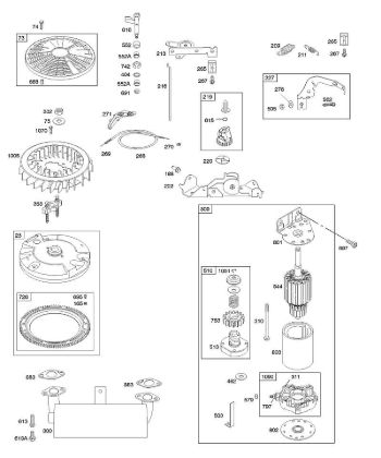 B&S - 40â  405777-0113-E1 E - Bedienelemente, Elektroanlasser, Auslasssystem, Schwungrad, Reglerfeder der Marke Stihl