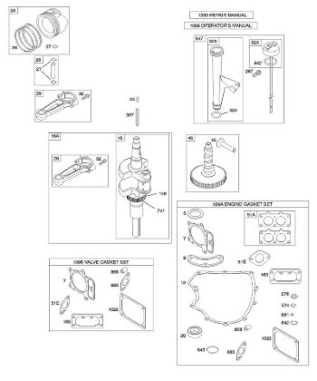 B&S - 40â  405777-0134-E1 C - Nockenwelle, Kurbelwelle, Dichtungssatz â€‘ Motor, Dichtungssatz â€‘ Ventil, Schmierung, Kolben, Kolbenringe, Pleuel der Marke Stihl