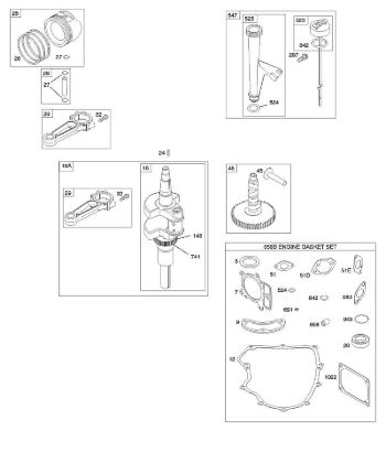 B&S - 40â  407577-0111-E1 C - Nockenwelle, Kurbelwelle, Dichtungssatz â€‘ Motor, Schmierung, Kolben, Kolbenringe, Pleuel der Marke Stihl