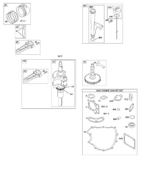 B&S - 40â  407577-0111-E1 C - Nockenwelle, Kurbelwelle, Dichtungssatz â€‘ Motor, Schmierung, Kolben, Kolbenringe, Pleuel der Marke Stihl