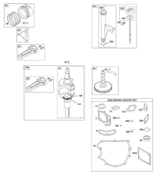 B&S - 40â  407577-0111-E1 C - Nockenwelle, Kurbelwelle, Dichtungssatz â€‘ Motor, Schmierung, Kolben, Kolbenringe, Pleuel der Marke Stihl