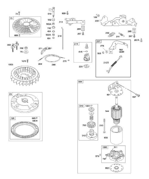 B&S - 40â  407577-0111-E1 E - Bedienelemente, Elektroanlasser, Schwungrad, Reglerfeder der Marke Stihl