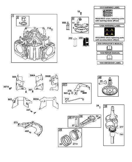 B&S - 44â  445577-0136-B1 E - Zylinder, Kurbelwelle, Nockenwelle, Luftführungen, Kolben, Kolbenringe, Pleuel der Marke Stihl