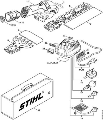 Akku-Heckenscheren (HSA) HSA 25 Motoreinheit, Akkumulator, Ladegerät der Marke Stihl