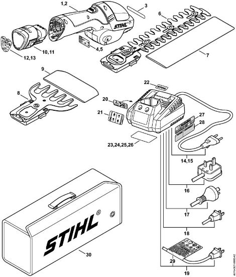 Akku-Heckenscheren (HSA) HSA 25 Motoreinheit, Akkumulator, Ladegerät der Marke Stihl