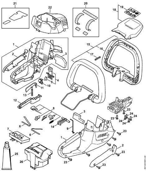 Akku-Heckenscheren (HSA) HSA 56 Motorgehäuse, Elektronikmodul der Marke Stihl