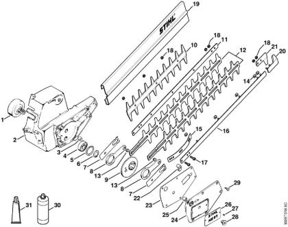 Heckenscheren (HS) HS 61 Getriebegehäuse HS 61, Schneideinrichtung HS 61 der Marke Stihl